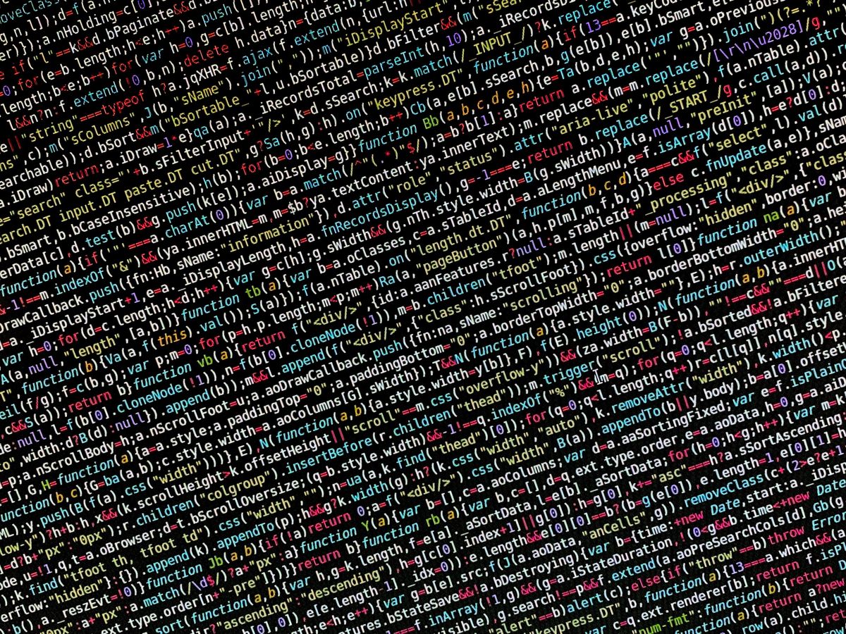 Close-up of colorful programming code on a screen