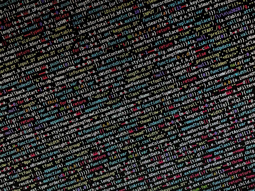 Programming code on a screen